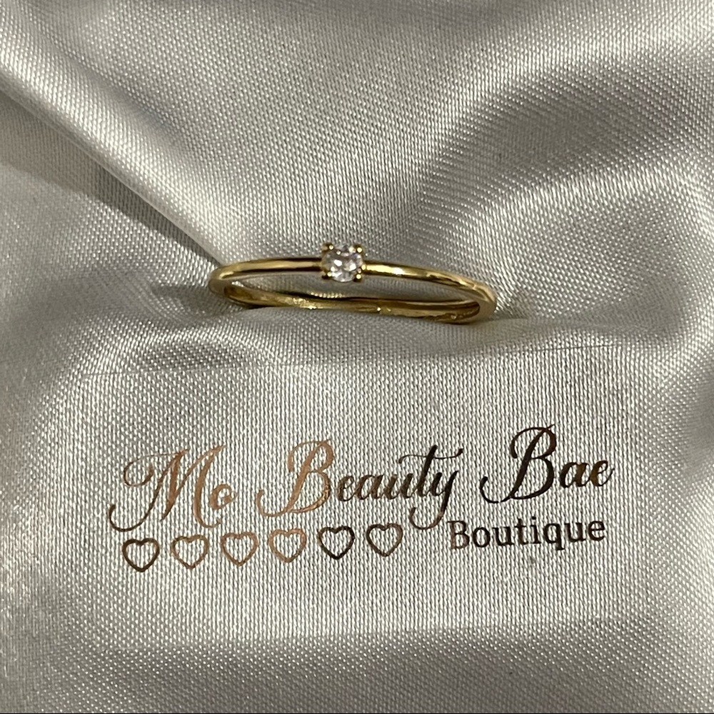 Dainty Thin Gold Crystal Ring - Picture 4 of 6